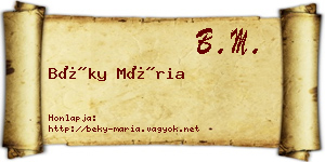 Béky Mária névjegykártya